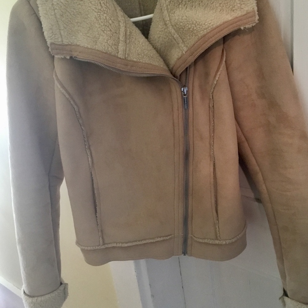 Michael Kors Tan Shearling Zip Jacket